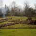 A neighbor behind Janet McDole's house on March 22, 2012, burns brush as damaged chopped up trees are strewn across the yard following the March 15, 2012 tornado that hit the Carriage Hills neighborhood. Angela J. Cesere | AnnArbor.com
